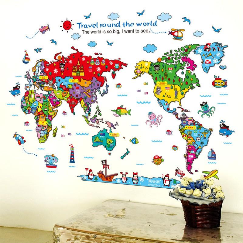 Animal World Map Wall Sticker Removable Decal Mural Bedroom Kids Room Decor FA Animal World Map Wall Sticker Removable Decal Mural Bedroom Kids Room Decor FA