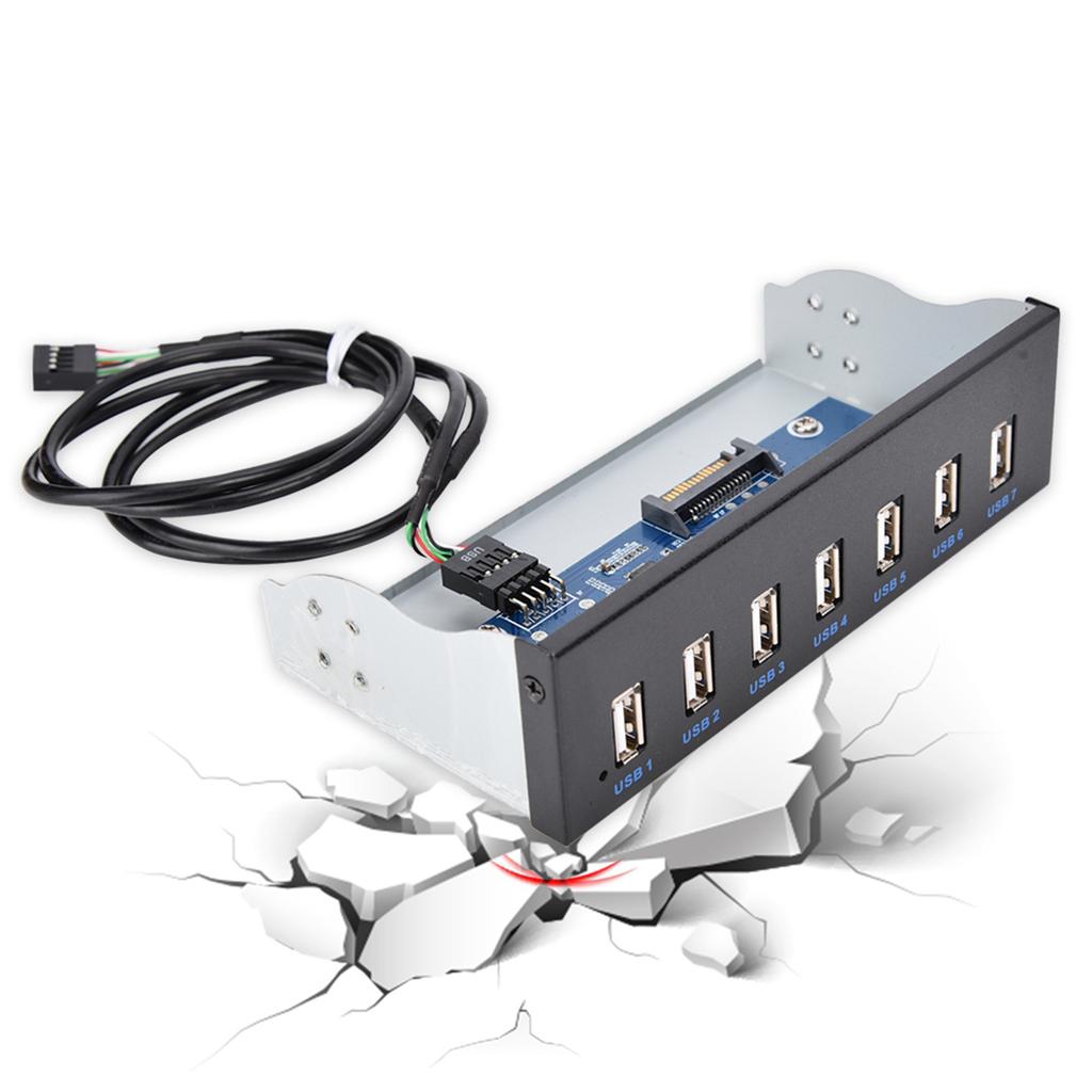 USB Hub Box Panel 7 Port USB2.0 Lossless Data Transmission USB Hub Drive Panel