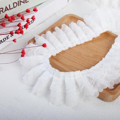 5 mètres/lot 5 cm blanc trois couches mousseline de soie en relief plissé dentelle vêtements textiles de maison jupes jouets accessoires dentelle