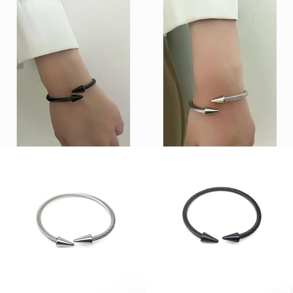 Geometric Stainless Steel Cuff Bracelet With Polished Finish For Men Women