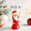 Christmas Milk Glass with Santa Print Holiday Cup for Table Display, Winter Hosting,Milk Service Indoors