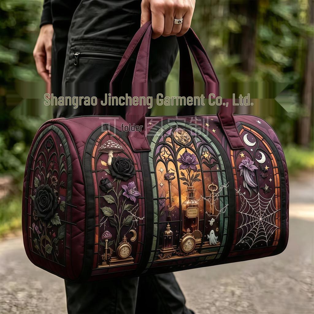 3D Gothic Buntglasdruck Halloween Sporttasche - Multifunktionale Reisetasche