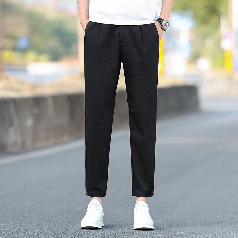 

Khaki Casual Pants for Men Slim Small Straight Trousers New Long Pants Summer Nine-point Korean Version 38