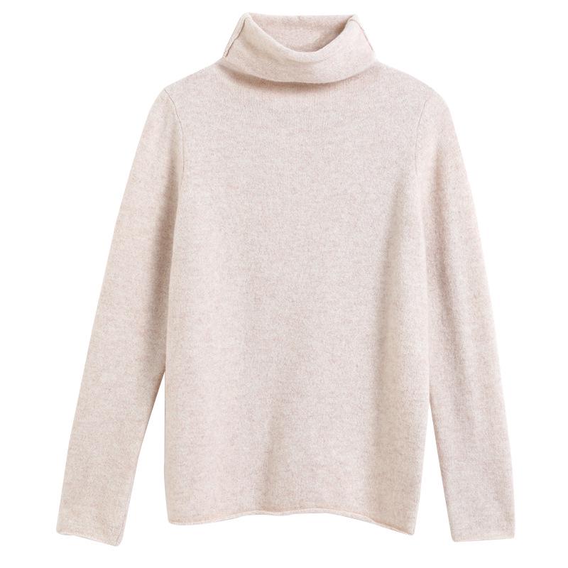 100% Pure Wool Slim Fit High Neck Sweater for Women - Autumn/Winter Fashionable Base Layer