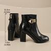 Sexy Patent Leather Black Ankle Boots Women 2025 Winter Metal Buckle High Heel Chelsea Boots Gold Decoration Designer Shoes Lady