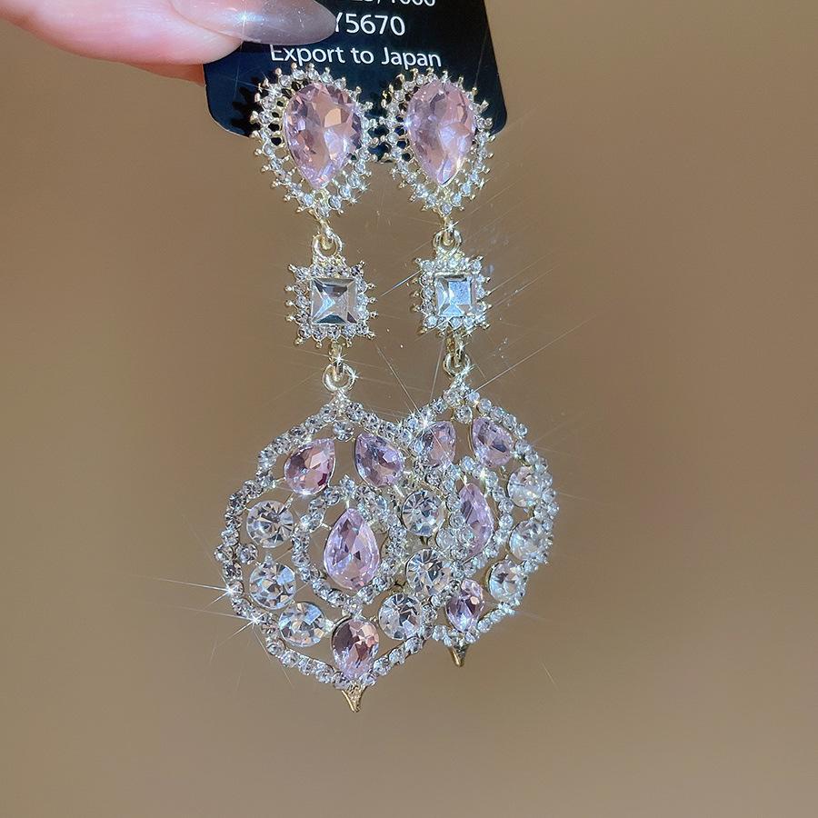 Flash Drop Square Round Pendant Earring for Women Light Luxury High-end Drop Earrings 2025 Wedding Luxury Designer Zircon