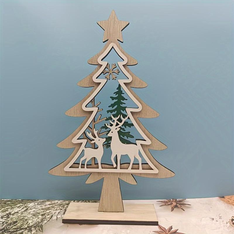 1Pc Wooden Elk Christmas Ornament - Unique Hollow - Carved Design for Home Decor During Christmas, Suitable for Multiple Rooms