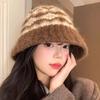 Women Fair Isle Knit Fisherman Hat Large Head Size Warm Bucket Hat