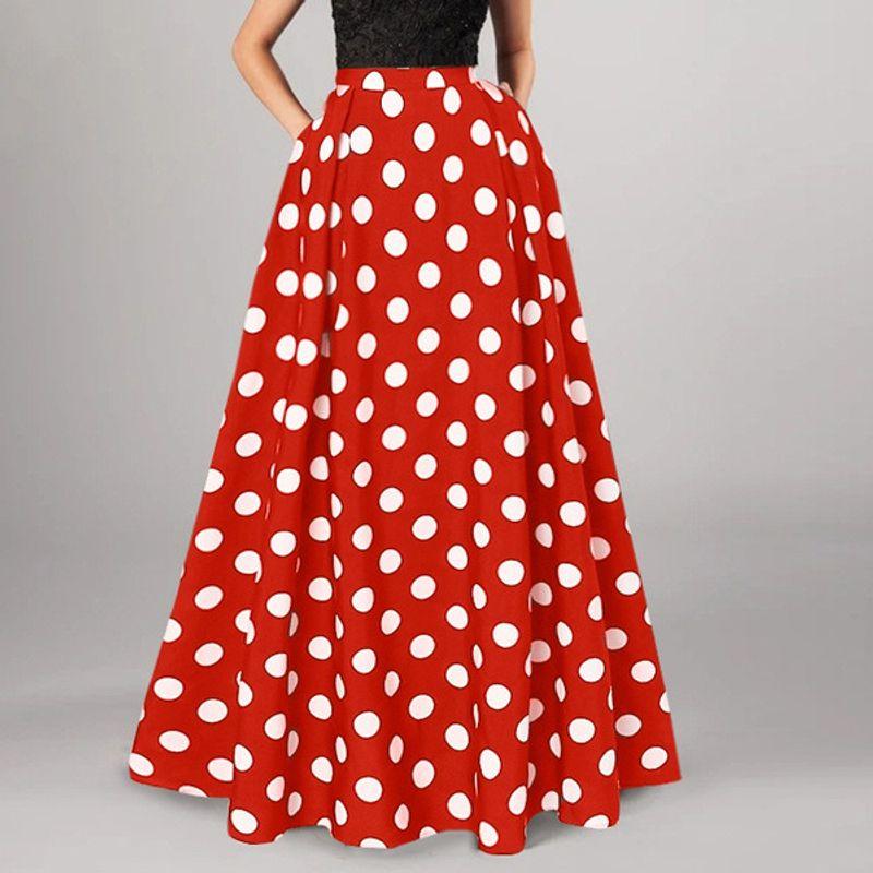 Autumn Big Swing Skirt2024 New Arrival Women's Clothing Fashion Retro Polka-Dot Long Dress Big Hem Skirt