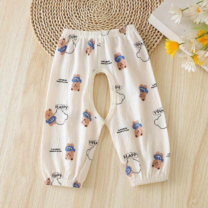 Summer Baby Open Crotch Pants Thin Mosquito Proof Breathable Long Trousers For Potty Training Boys And Girls 73