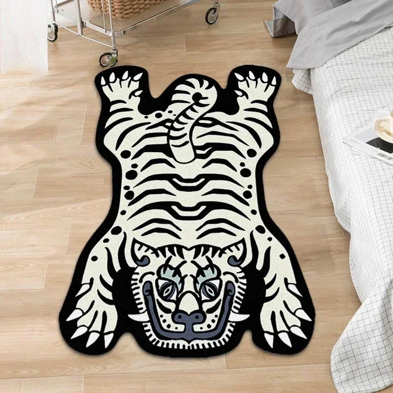 Bedroom Carpet Anti-slip Dirt-resistant Wear-resistant Living Room Rugs Tiger Interesting Pattern Home Decoration Floor Mat