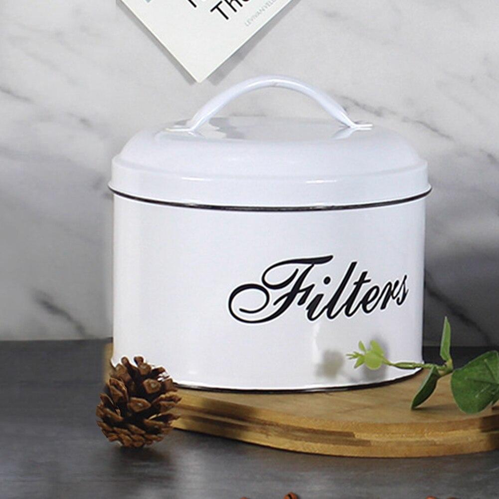 Cooking Utensils Desktop Organizer Coffee Filter Holder Eco-friendly With Lid Container Home Kitchen Round Easy Clean