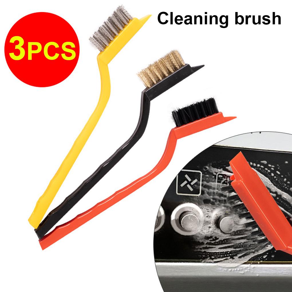 3 Pieces Metal Wire Stove Brush Kitchen Countertop Stain Cleaning Scrubber Handheld Reusable Scrubbing Tool