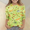Kinder Tierdruck Rundhals Dreiviertelarm Lässiges T-Shirt Weicher Leichter Stoff Bequeme Passform Geeignet für den Alltag