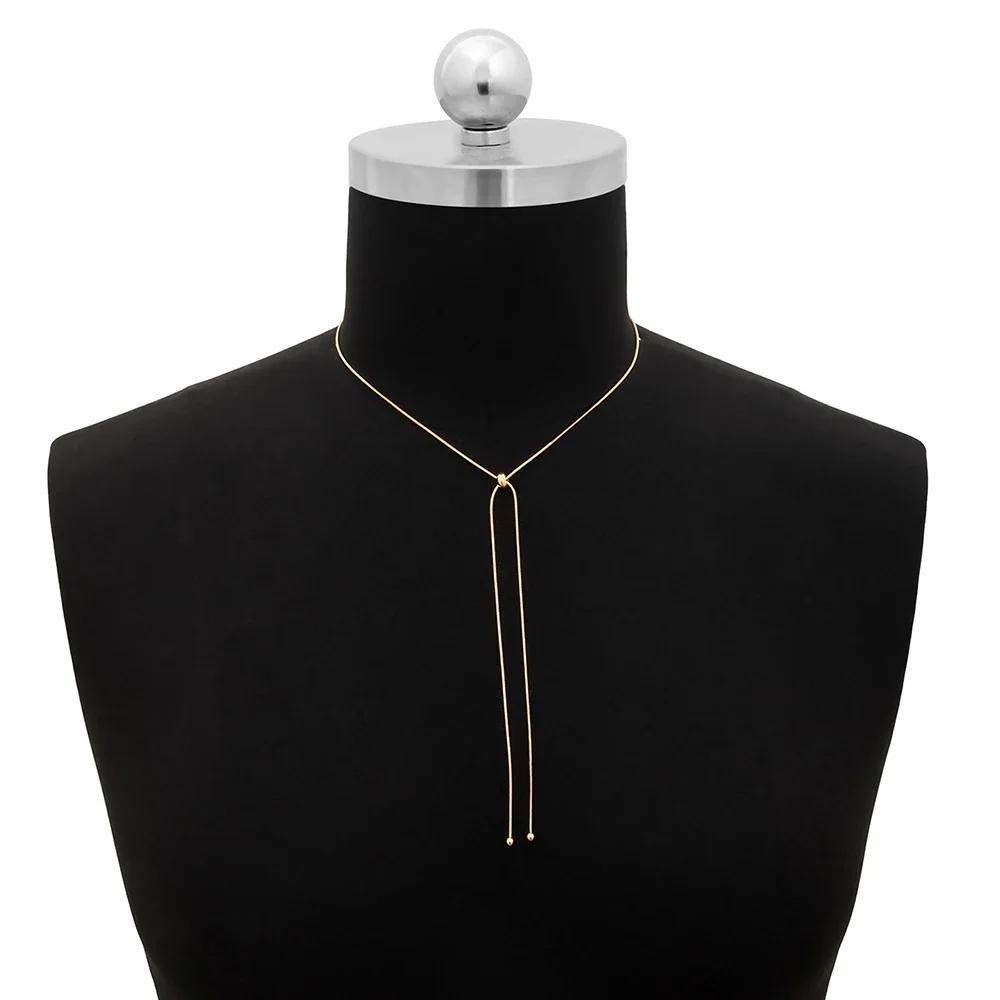 

1PC Snake Chain Choker Long Tassel Necklace for Women Girl Adjustable Link Neck with Ball Pendant Temperament Party Jewelry Gift золотой