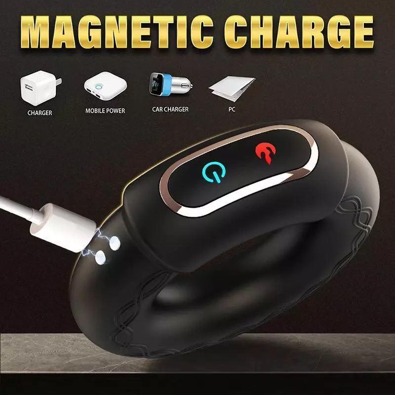 Penis Ring with Heating Semen Cock Ring Penis Enlargement Delayed Ejaculation Vibrating Sex Toys Vibrator for Men Couple Ring