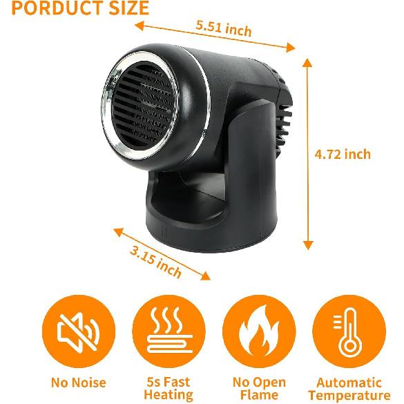 

Car Heater,12V 150W Portable Car Heater That Plugs into Cigarette Lighter,2 in 1 Heating & Cooling Fast Heating Defrost Defogger with Suction Holder