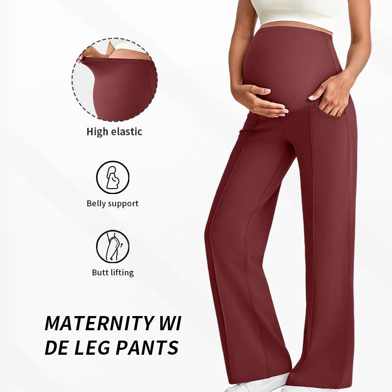 European Maternity Wide-Leg Pants: High Waist, Breathable, Belly Support, Comfortable Fit for Autumn & Winter.