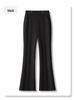 Women's Khaki Wool Acetate High-Waist Flared Pants for Autumn/Winter 2024