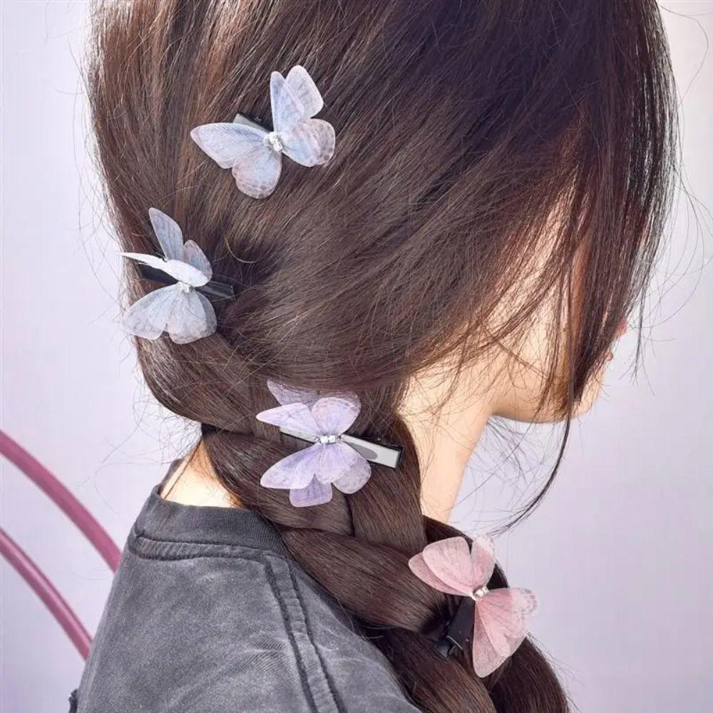 50Pcs 3D Organza Fabric Butterfly Appliques Clothes Sewing Patch  Bridal Hair Accessories