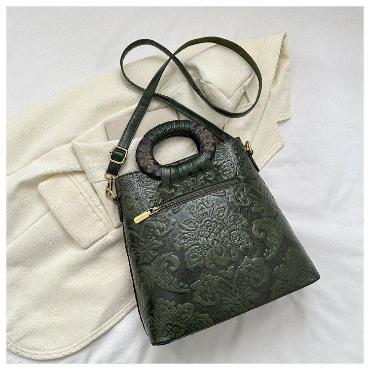 Edebiyat ve Sanat Crossbody Kadın Çantası Desen Kontrast Renk Fermuar Büyük Kapasiteli Çanta Avrupa ve Amerikan Retro Kadın Çantası