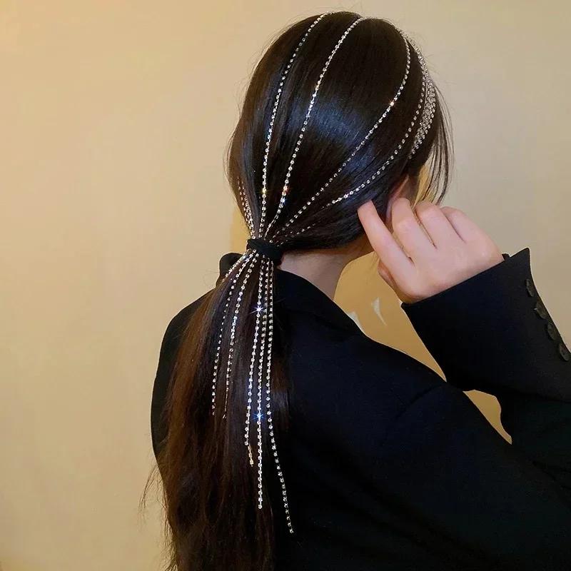 Pretty New Womens Fashion Rhinestone Headband Long Tassel Crystal Hair Accessories Fashion Wedding Headdress Creative Gift