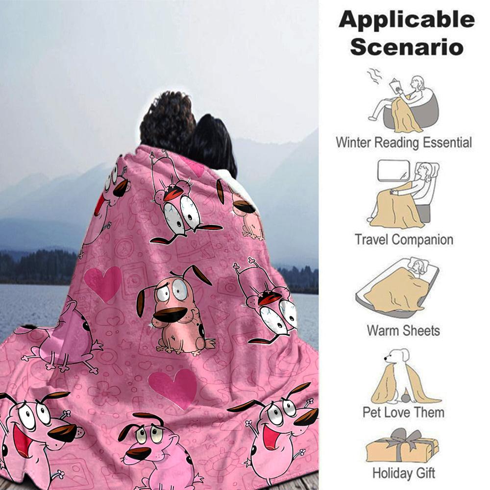 Pink Dogs Heart Flannel Blanket Super Soft Warm Cozy Blanket For Sofa Bed Office Travel Allseason Home Decor Gift