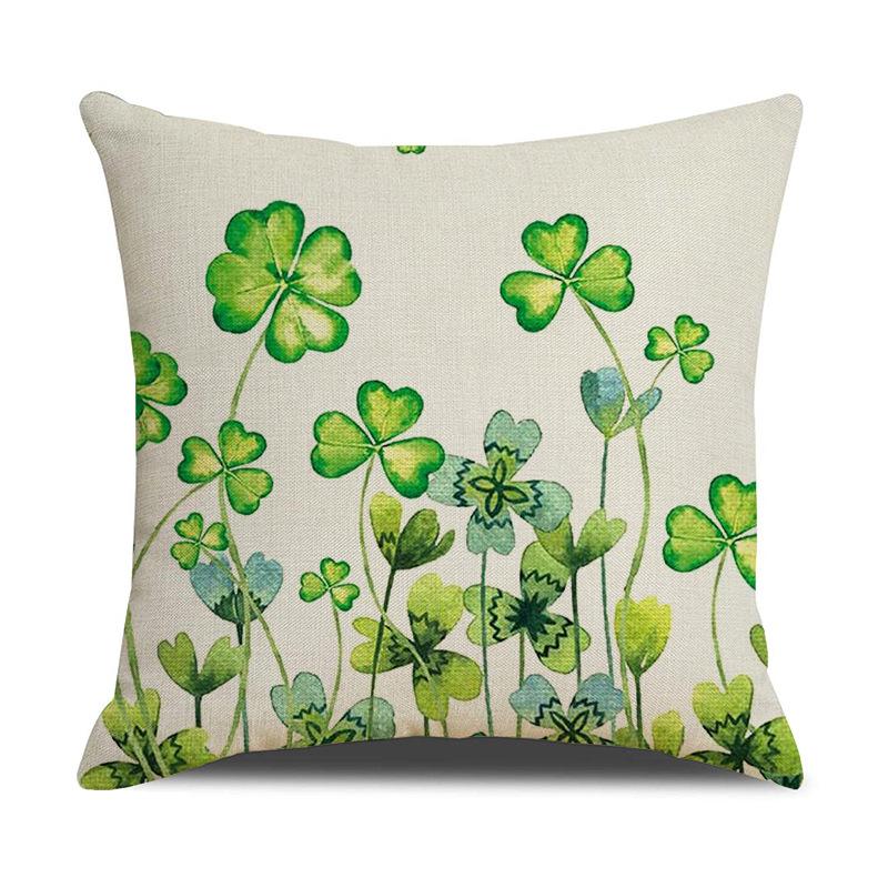 St. PASCAL's Day Four-leaf Clover Pillow Waist-leaning Ins Green Plant Sofa Pillow Cushion Cover