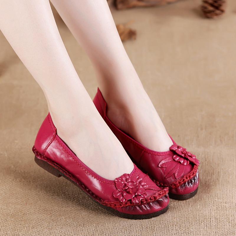 Spring soft-soled women's shoes genuine leather women's single shoes soft-soled maternity shoes