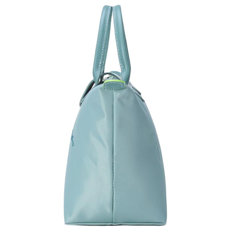 LONGCHAMP Le Pliage Green Recycled Canvas With Leather Handbag Small Womens Lake Blue