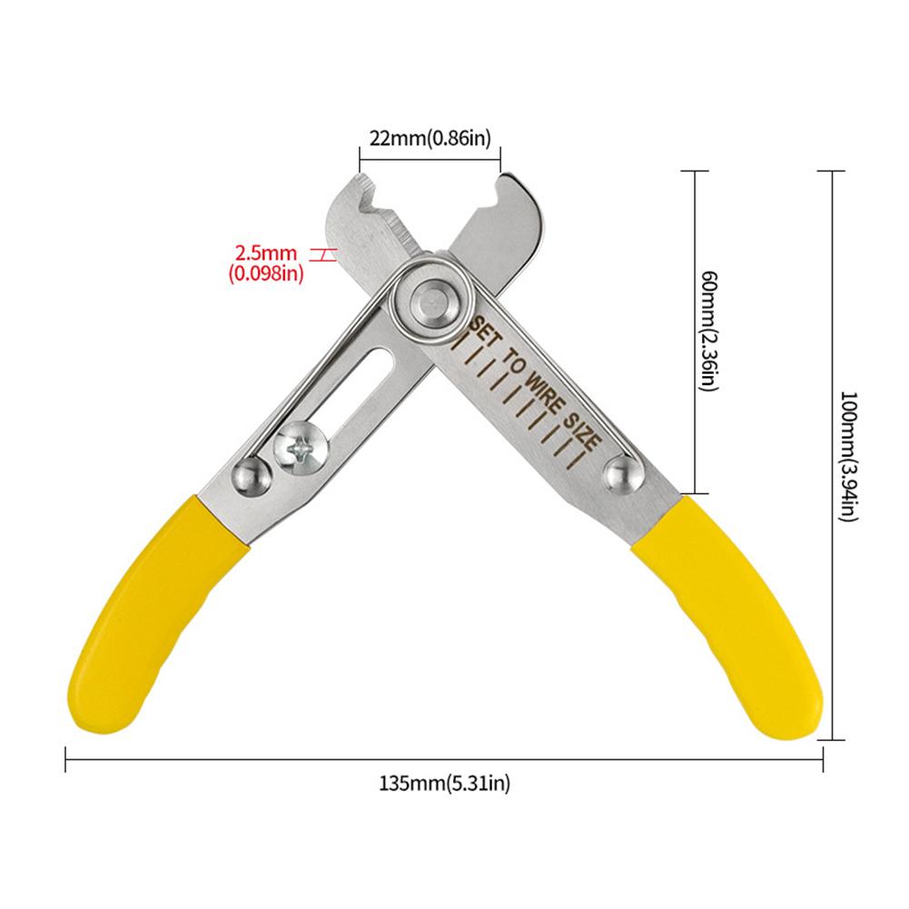 Wire Stripper Pliers Adjustable for Wire Sizes 054 To 40mm Stainless Steel Electrician Tool with Yellow Handle