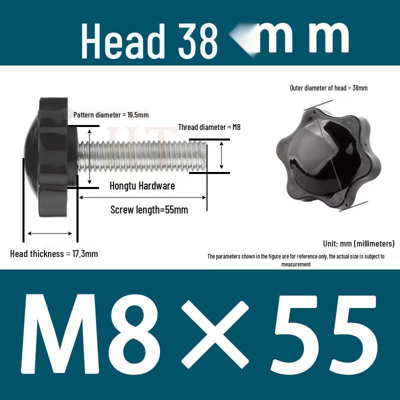 32-Head Rubber Six-Star Plum Blossom Handle Knob M5/M6/M8 Plastic Thumb Screw