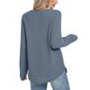 2025 European Style Women's Casual Loose Solid Long Sleeve Waffle Knit Round Neck Top