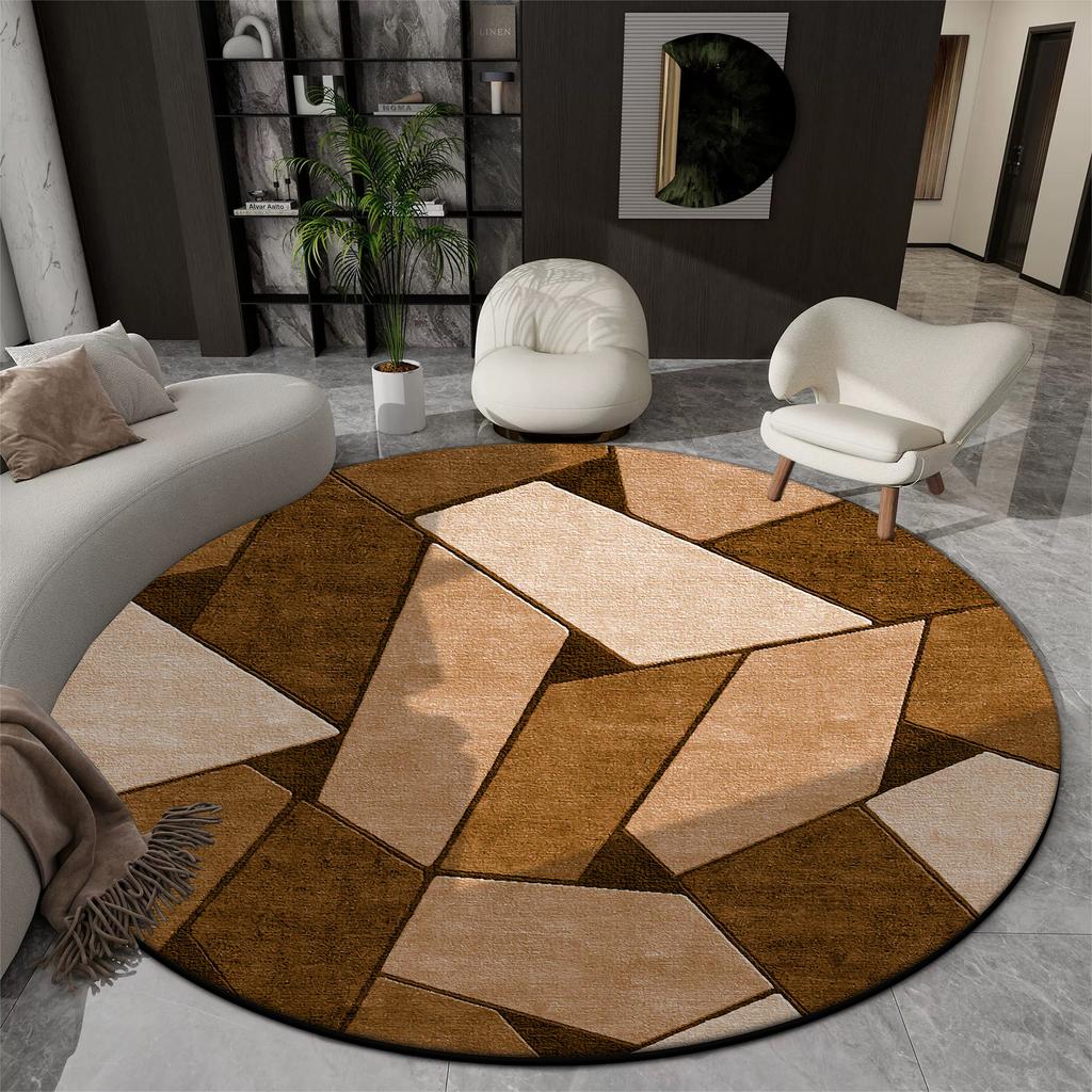 Geometrické kulaté koberce pro obývací pokoj Luxusní dekorace Domov Velký rozměr Plyšové koberce Ložnice Pracovna Protiskluzová podložka pod židli Podlaha Měkký