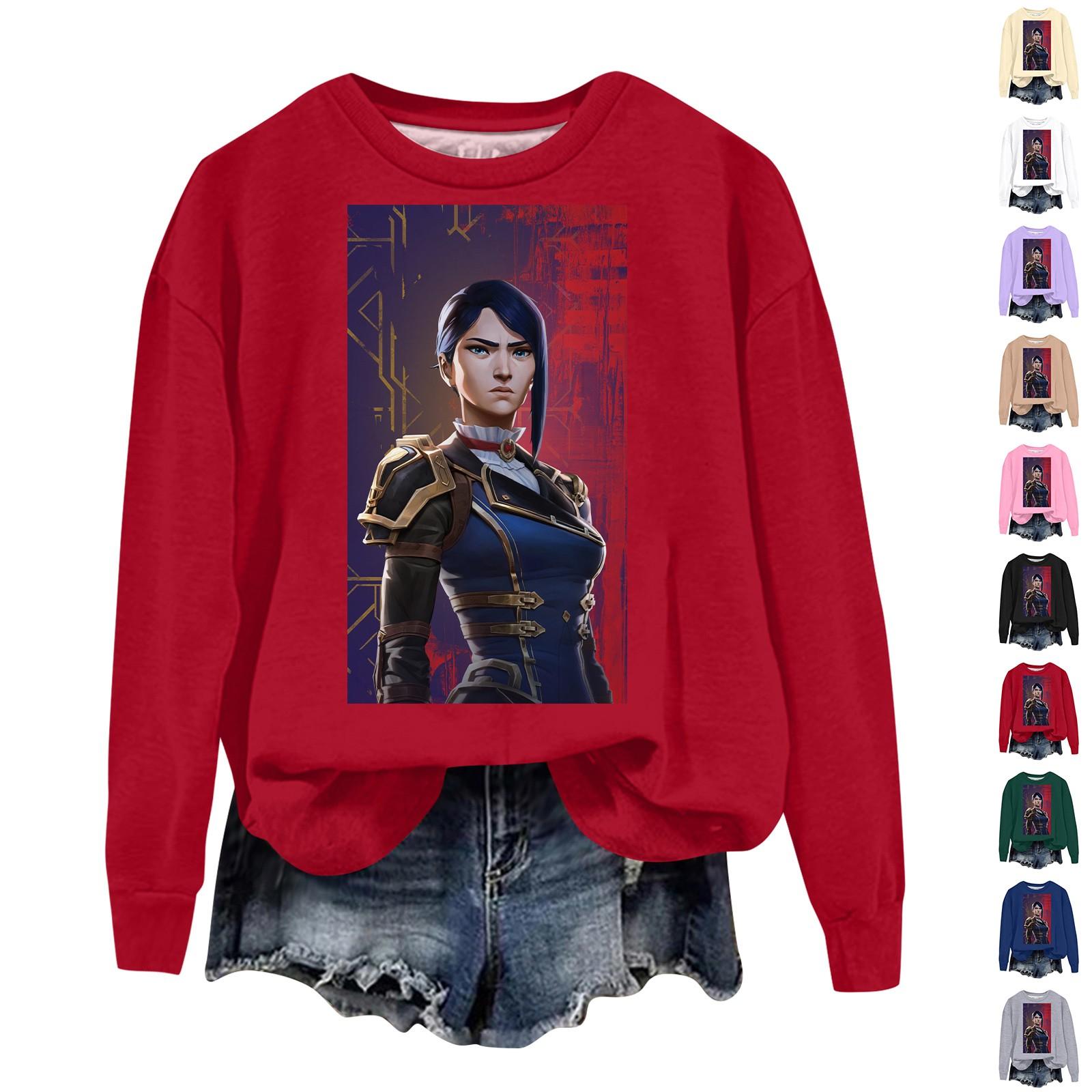 

Женская повседневная удобная толстовка с круглым вырезом и длинным рукавом с принтом Arcane L бежевый