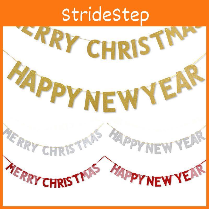 Reusable Merry Christmas Happy New Year Banner For Party Home Decoration