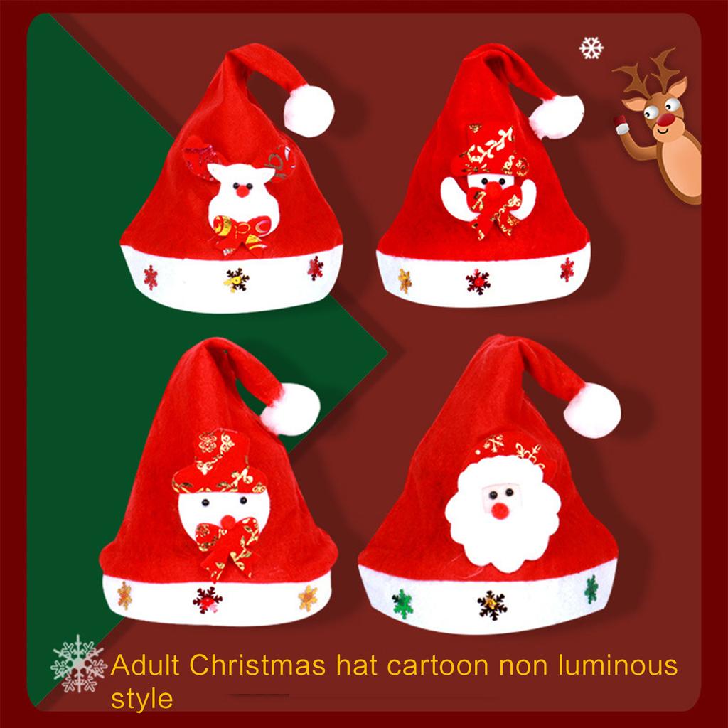 Christmas Santa Hat Decorative LED Santa Cap Festival Holiday Party Dress Up Unisex Felt Santa Hat for Adults Children