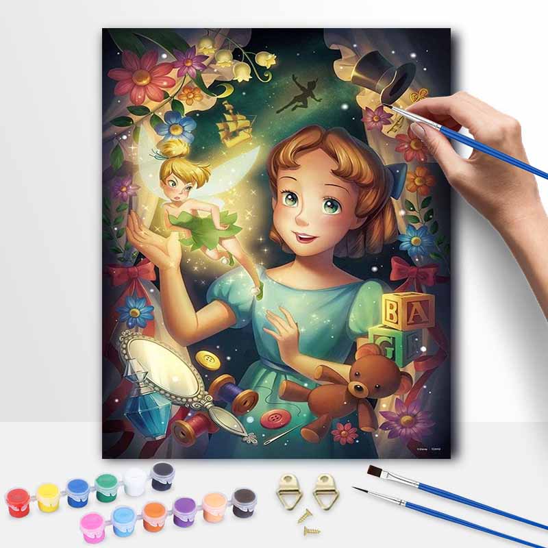 Disney DIY Oil Painting Art Painting Kit Peter Pan Tinker Bell Home Wall Decor Handmade Gift Art Crafts Canvas Wall Painting Decor
