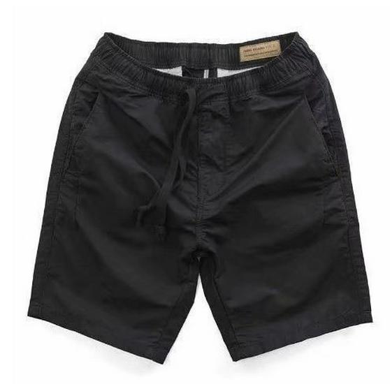 Men's 2022 Summer Elastic Waist Casual Shorts - Solid Color, Korean Style, Trendy, with Drawstring.