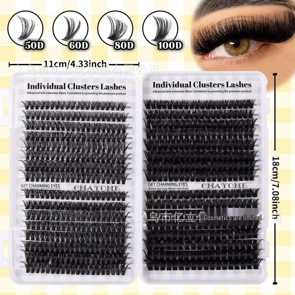 640 Cluster DIY Doll Lashes: 9-16mm Natural Dense D Curl Segmented False Eyelash Extension Set