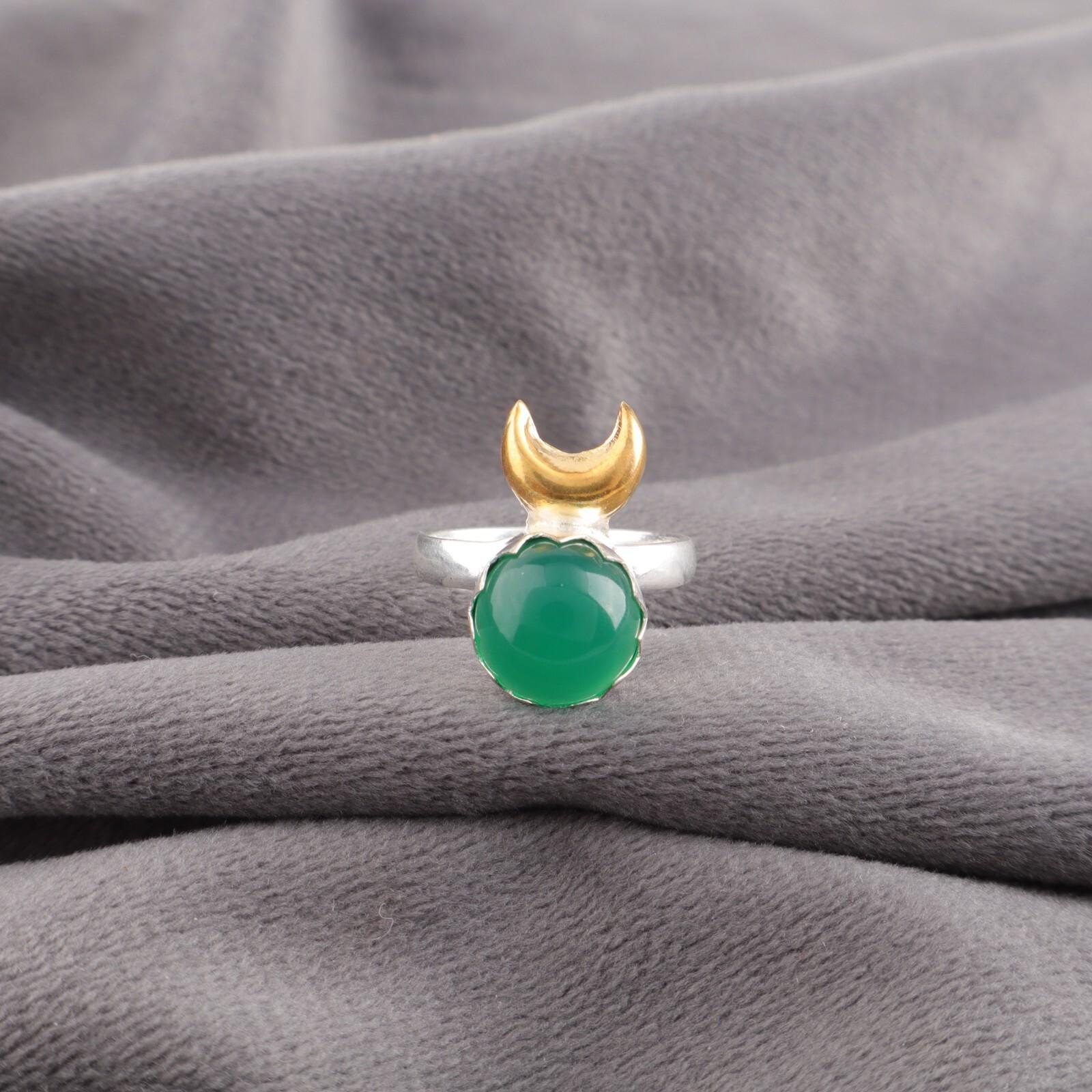 

Зеленый Оникс Драгоценный Камень Серебро 925 пробы Ювелирное Изделие Ручной Работы Кольцо Подарок для Матери RR-58-22 13