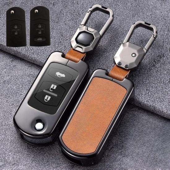 Zinc Alloy Leather TPU Car Key Fob Case Cover For Mazda 2 3 6 CX-7 CX-9 RX8 MPV