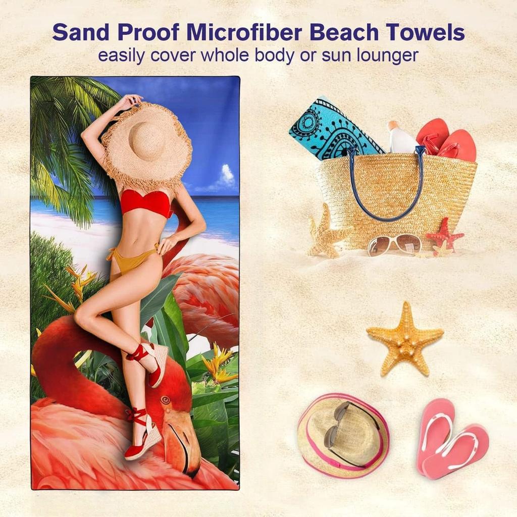 Flamingo Pattern Beach Towel for Family Stuffs Friend Gift Quick-Dry Sand Free For Bath Yoga Beach Camping Swimming GYM Travel