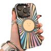Rainbow Sun smiley face applies to Apple 15 colored silver iPhone14Pro creative 11promax matte 16 protection