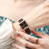 1pc-Fashionable and Minimalist Women's Square Belt Quartz Watch, Retro High-end Roman Watch