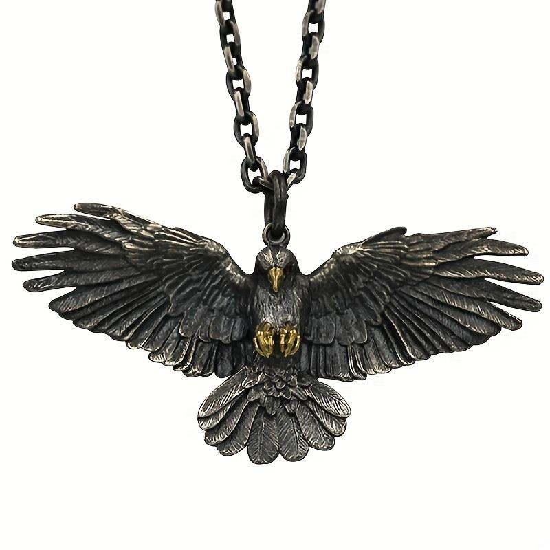Falcon Necklace Eagle Spreading Wings New Accessories Pendant Trend Hip Hop Bouncing Men s and Women s Retro античный серебряного