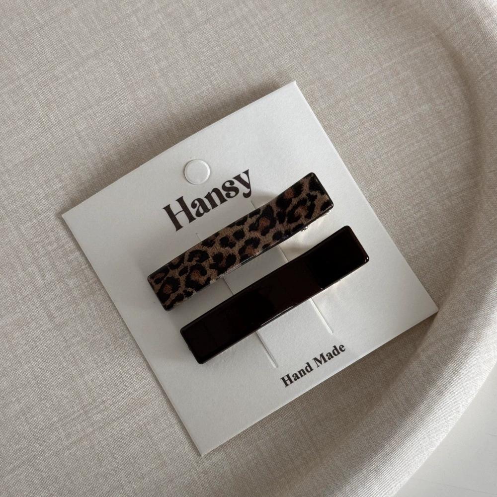 2Pcs Coffee Leopard Print Hairpin Side Clip Side Bangs Clip Temperament Love Duck Bill Clip Female Word Hairpin Hair Accessories