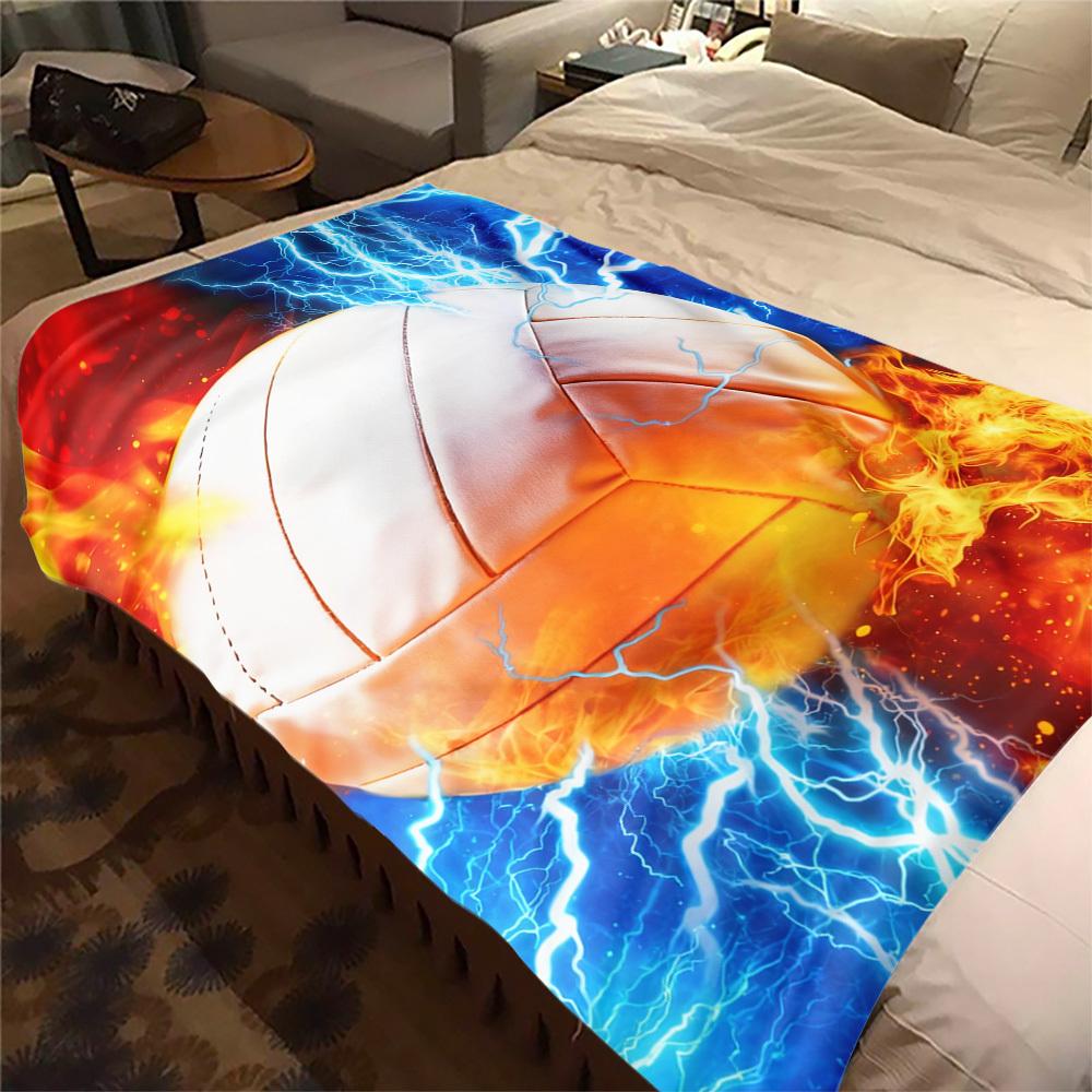 1pc Fireball Lightning Pattern Flannel Throw Blanket All-Season Soft Warmth, Travel Accessories, Contemporary Gift for Home Decor