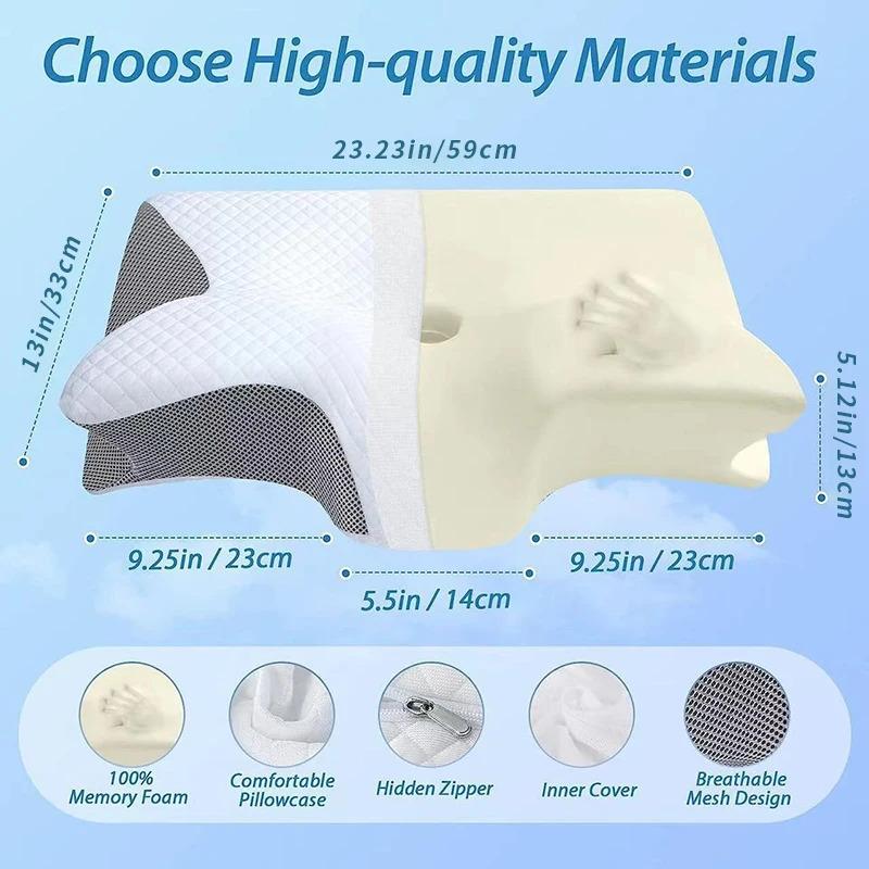 New 2 In 1 Ergonomic Memory Foam Pillow Help Sleep,Protect The Neck Cervical Orthopedic Travel Neck Pillow For Sleeping For Home