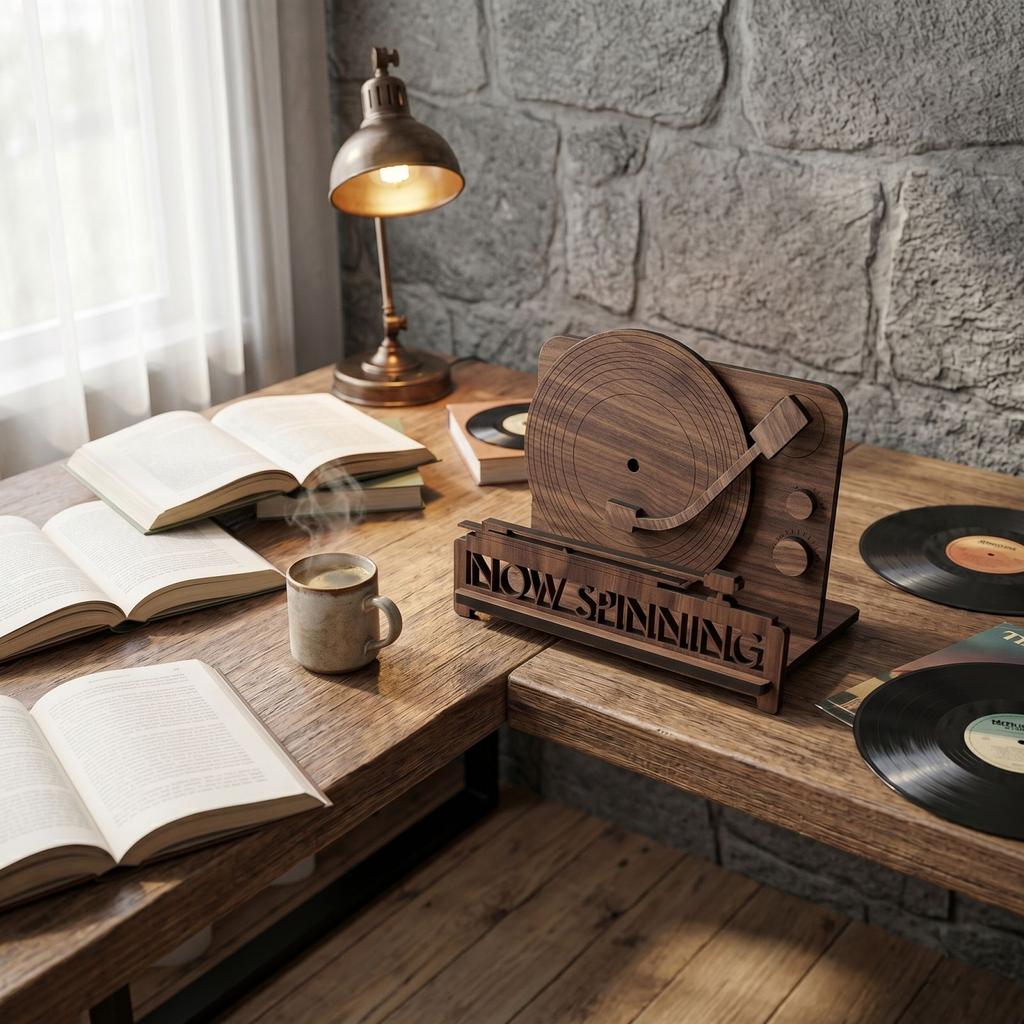 Wooden Record Player Storage Rack Vinyl Record Display Stand Turntable Organizer Holder for LP Albums and Accessories